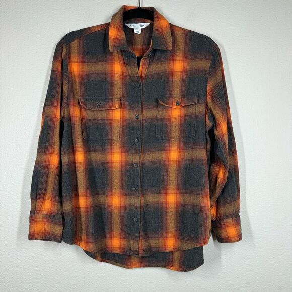 Old Navy Evermore Inspired Flannel Long Sleeve Boyfriend Button Up Shirt Small - Picture 1 of 5